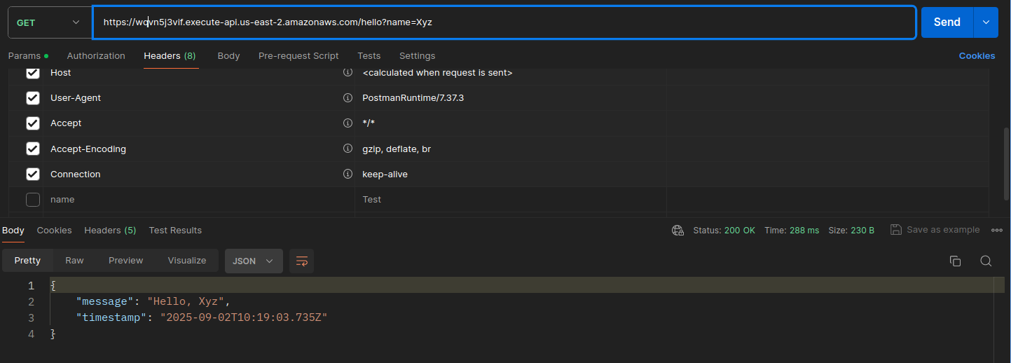 postman api response